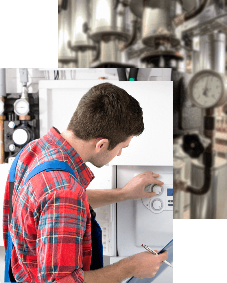 Technician servicing heating